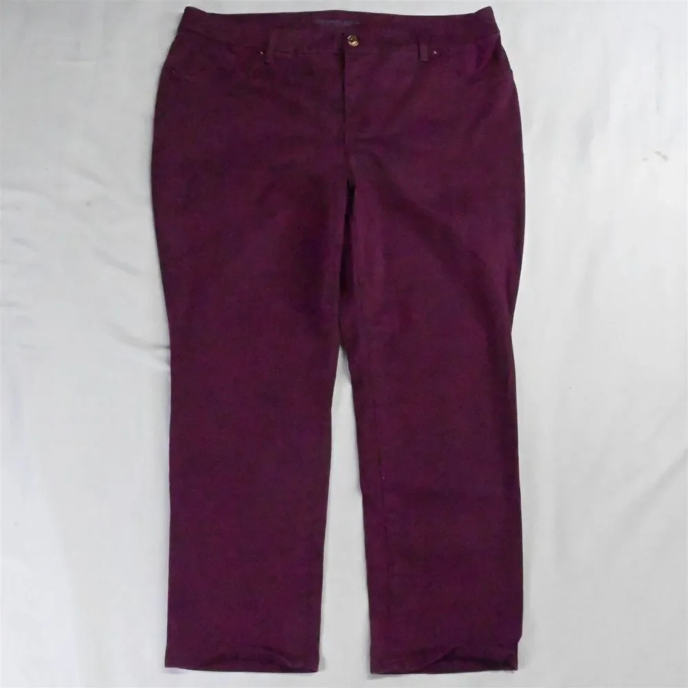 Girlfriend Ankle by Chico's 2.5 Petite / 14P Dark Red Stretch Womens Denim Jeans